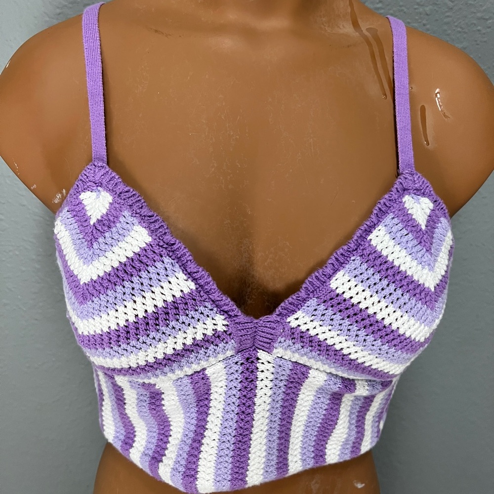 H&M Purple and White Crochet Bralette